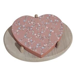 Coaster Set Homewarmers By Valorie Hearts with Wood Base Cottagecore Shabby Chic